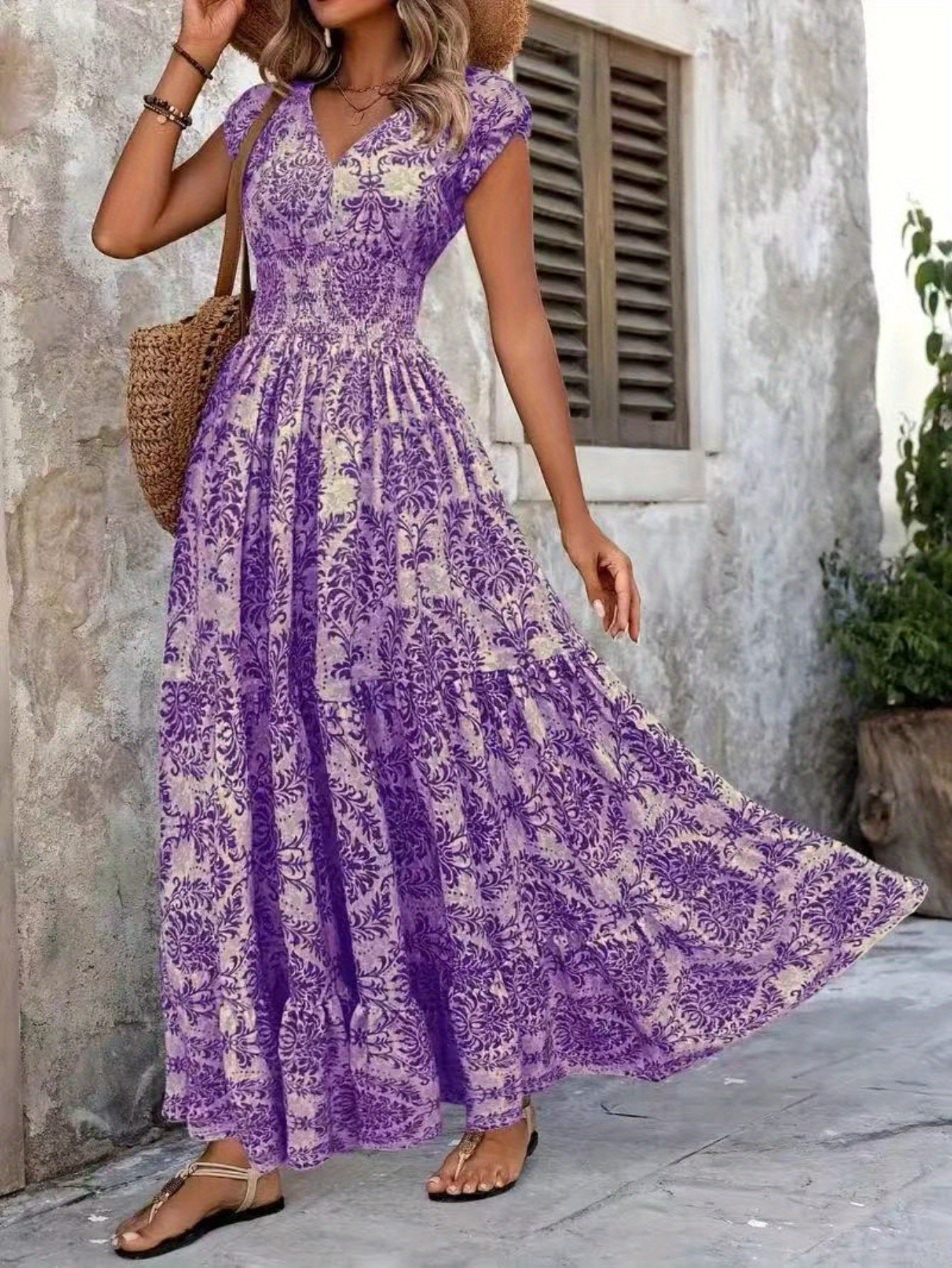 Summer Style Floral V-neck Maxi Dress