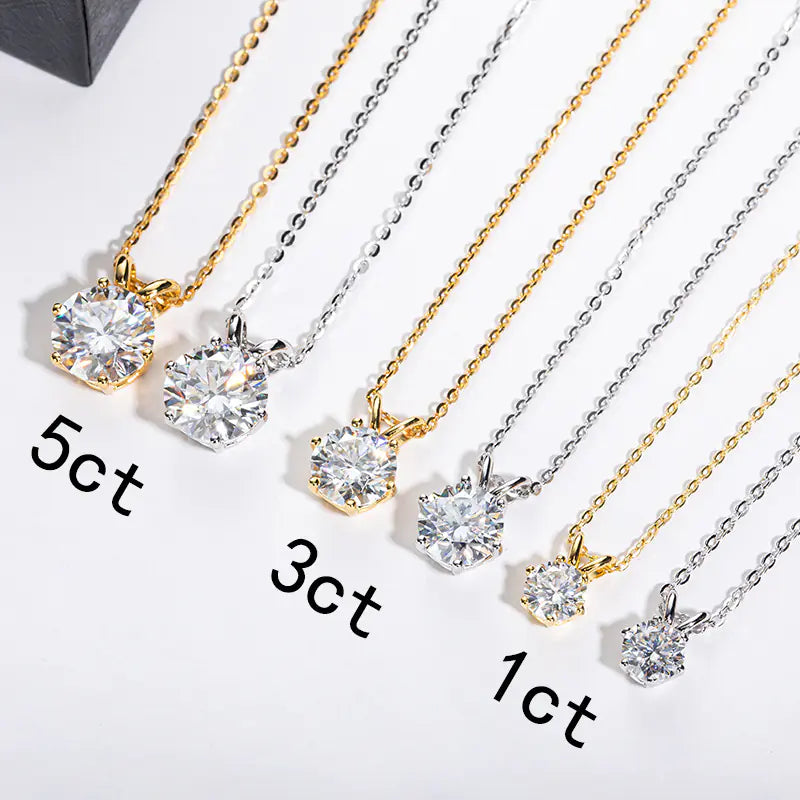 Moissanite Light Dot Necklace - 1/3/5 Carat (Single)