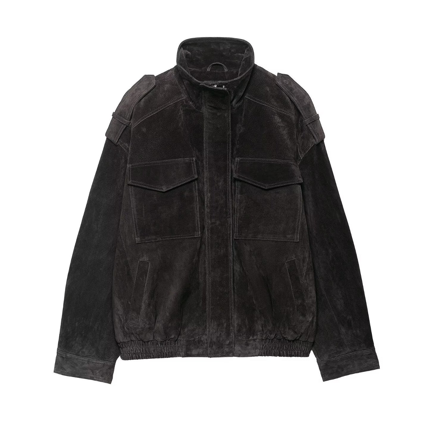 Temperament Women's Suede Texture Leather Coat
