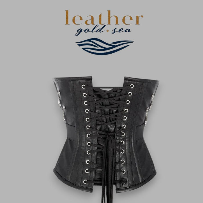 Leather Underbust Corset – Black Steel Boned