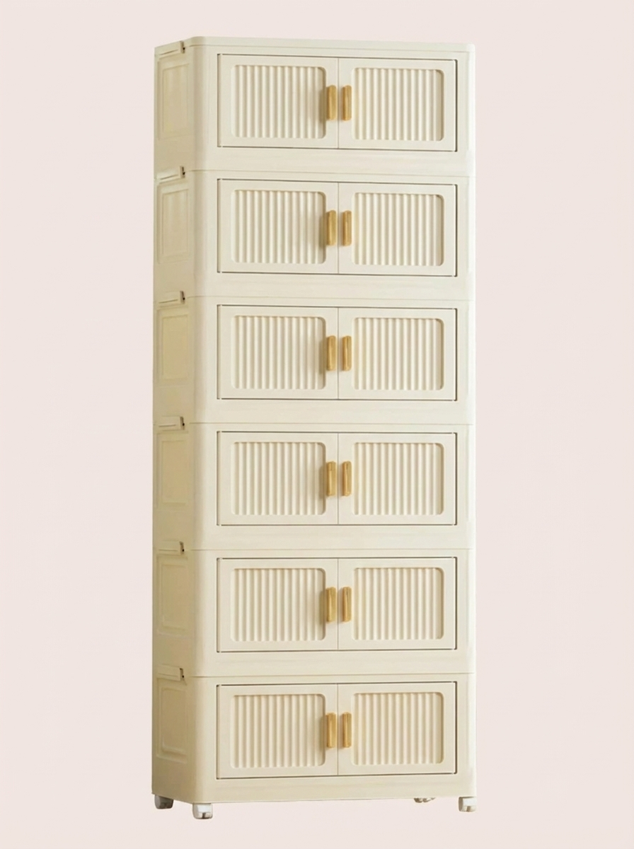 2-6 Layer Foldable Rolling Storage Bin Cabinet | Large Capacity Closet Organizer