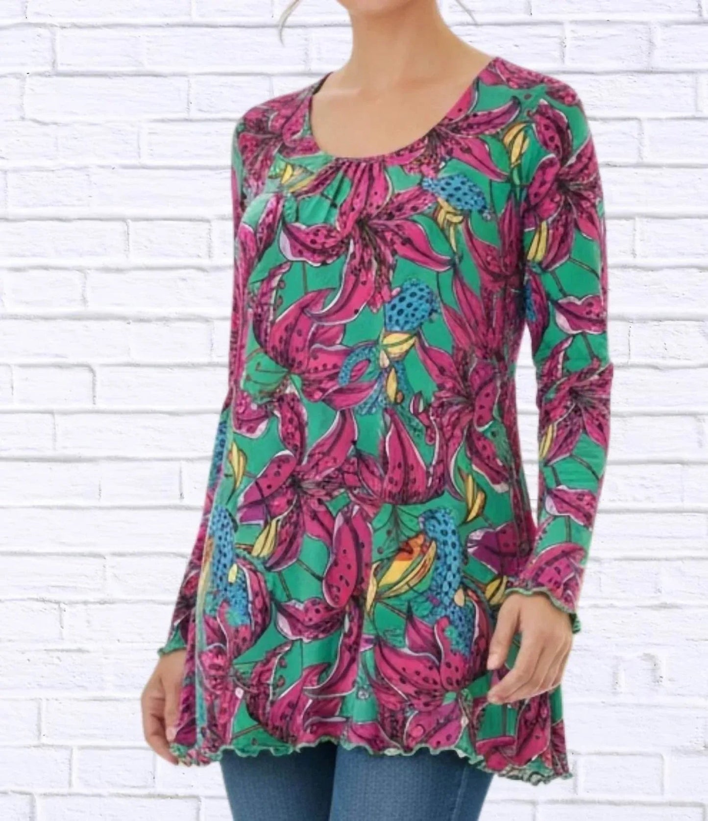 Sibella Pleated Front Long Sleeve Blouse