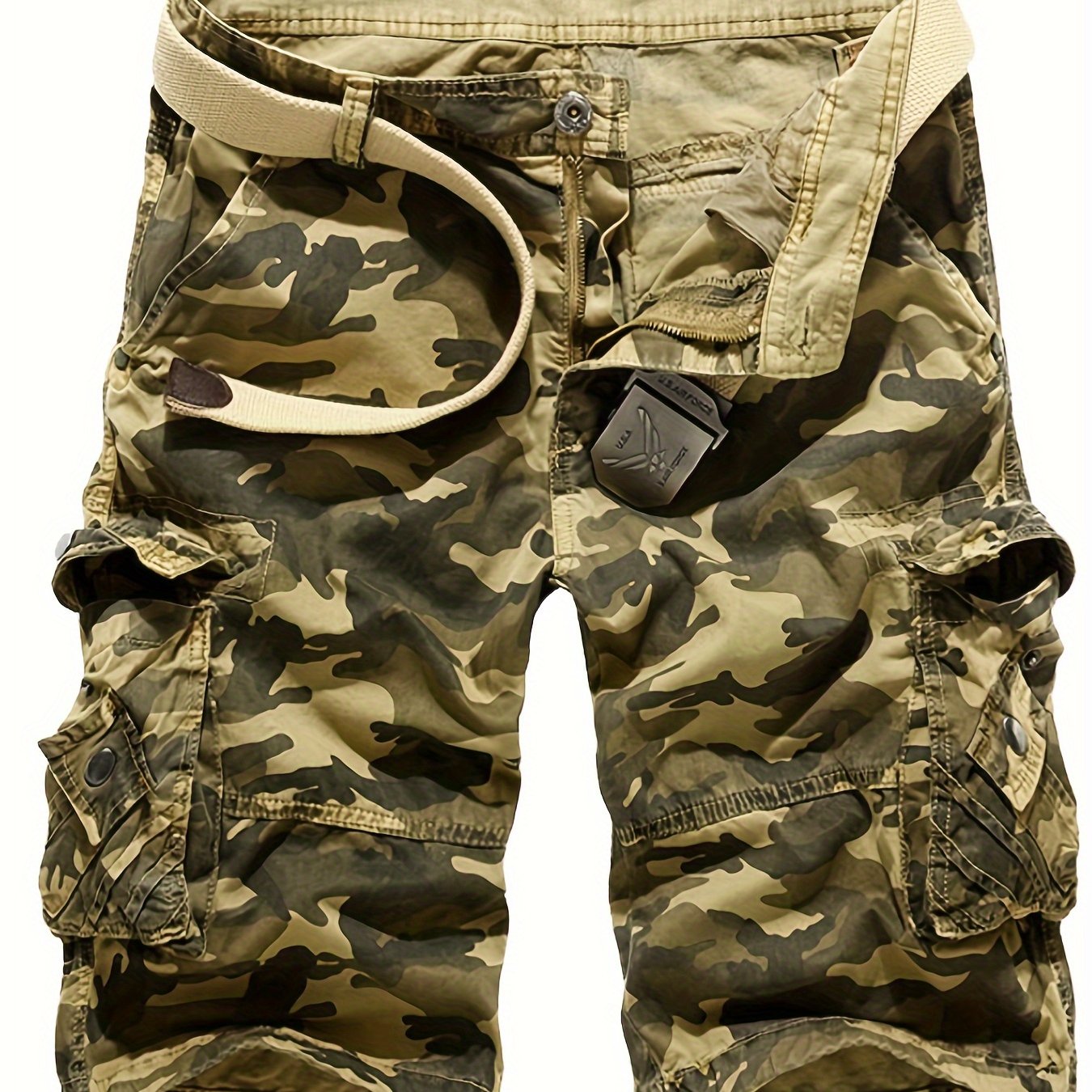 Mens Relaxed Fit Cotton Cargo Shorts Summer Style