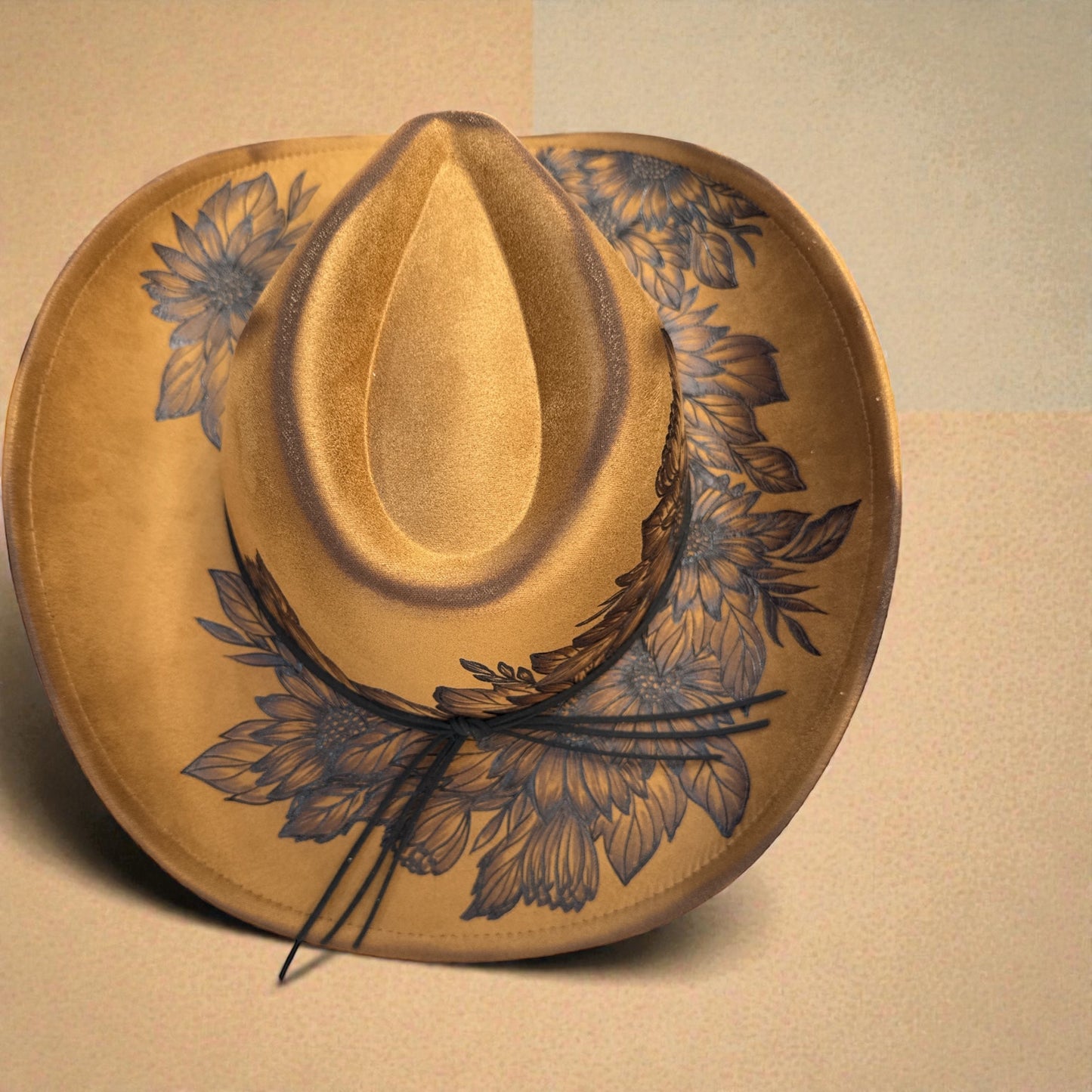 She's a Sunflower- Burned Cowboy Hat