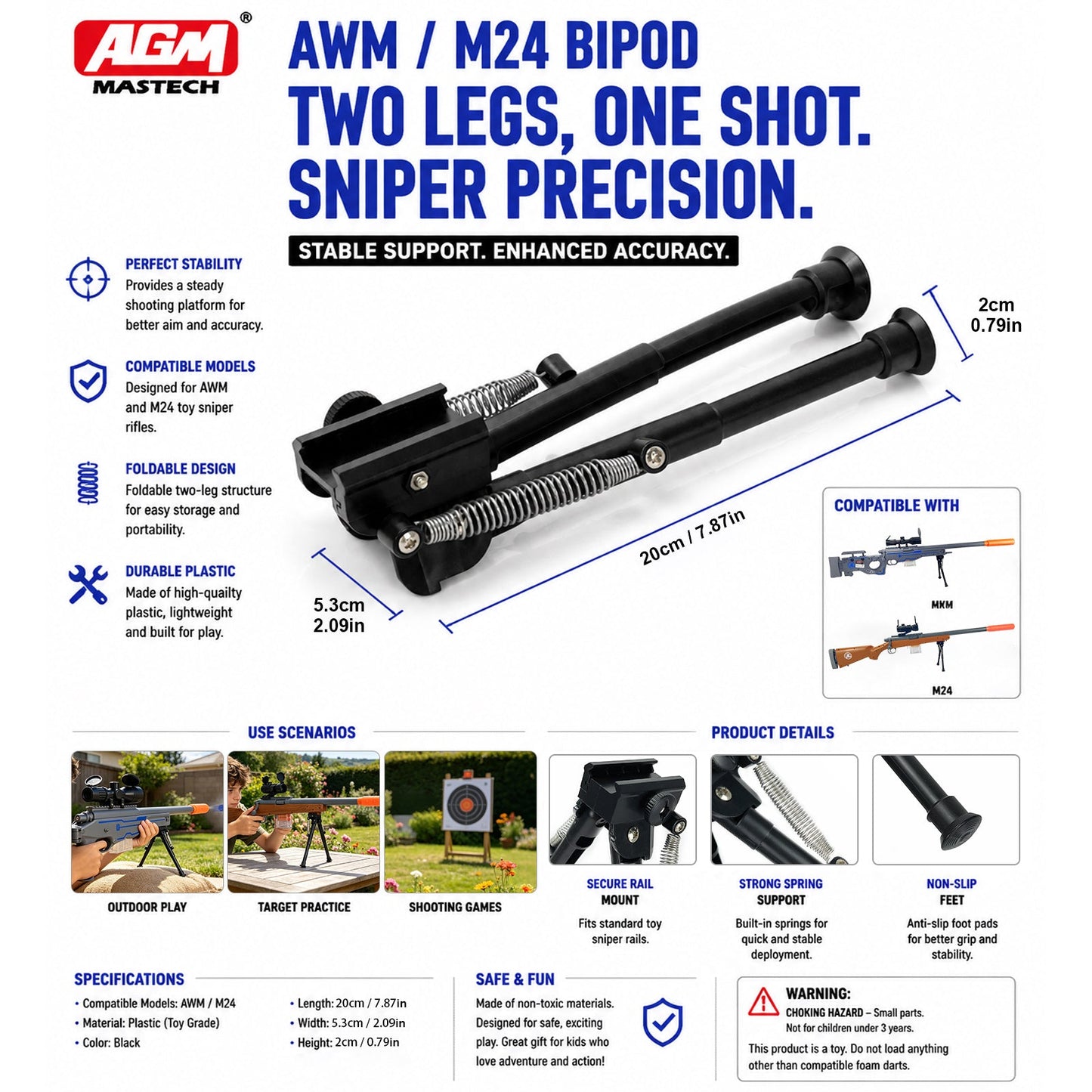 Tactical Bipod for Blasters ā Adjustable Rail-Mount Support Stand Accessory