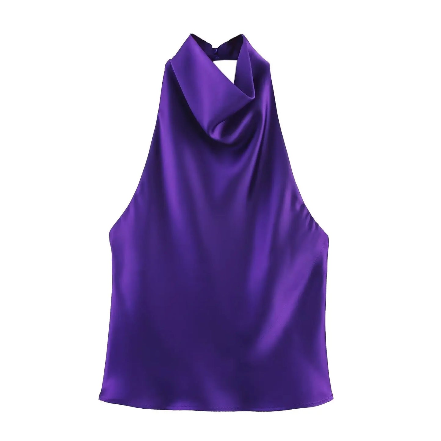 Sexy Elegant Halter Backless High Solid Halter Neck Tops