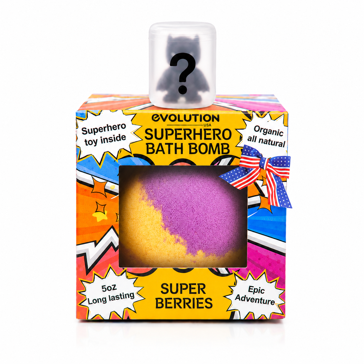 EvolutionUSA 1pc Epic Superhero Bath Bombs for Kids - Red