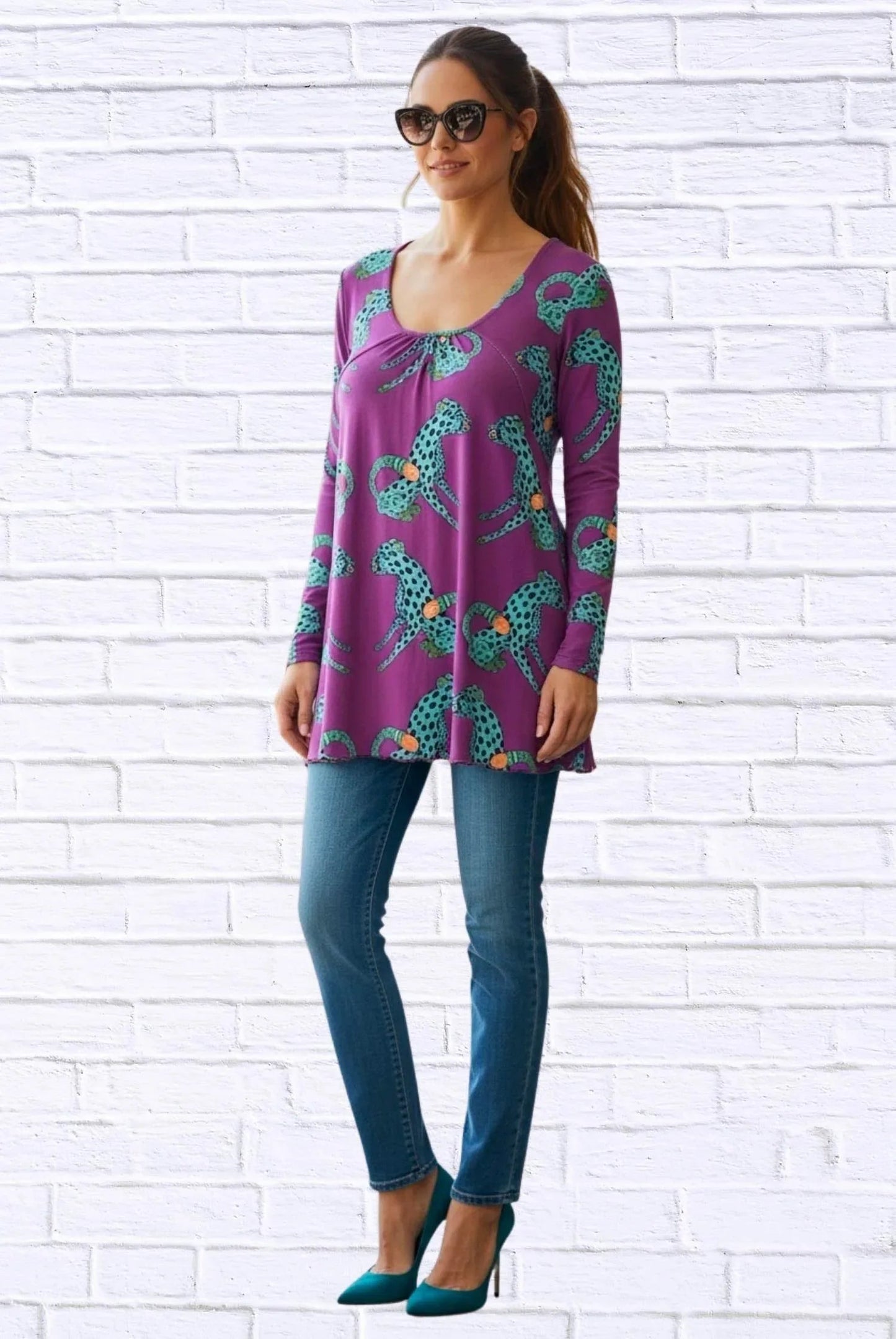 Sibella Pleated Front Long Sleeve Blouse