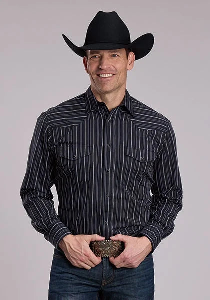Roper 3126 Striped (Black/White) - Men's Western Shirt