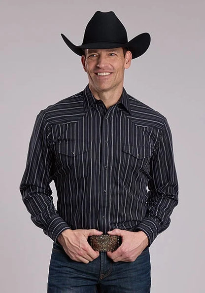 Roper 3126 Striped (Black/White) - Men's Western Shirt