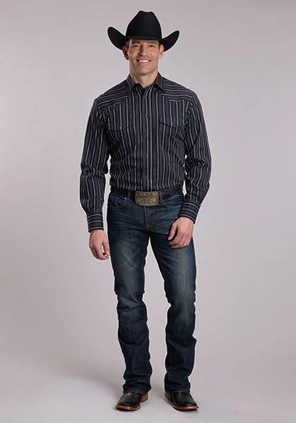 Roper 3126 Striped (Black/White) - Men's Western Shirt