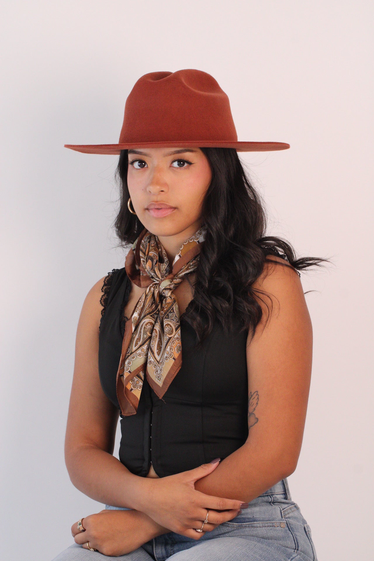 Dakota Cattleman Flat Brim Hat - Brick