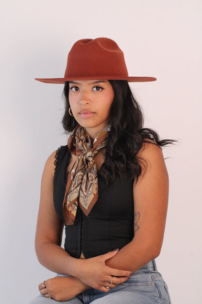 Dakota Cattleman Flat Brim Hat - Brick