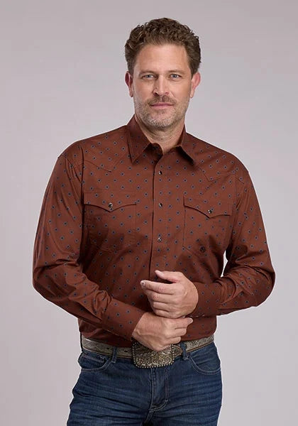 Roper 3090 Stretch Poplin (Rust) - Men's Western Shirt