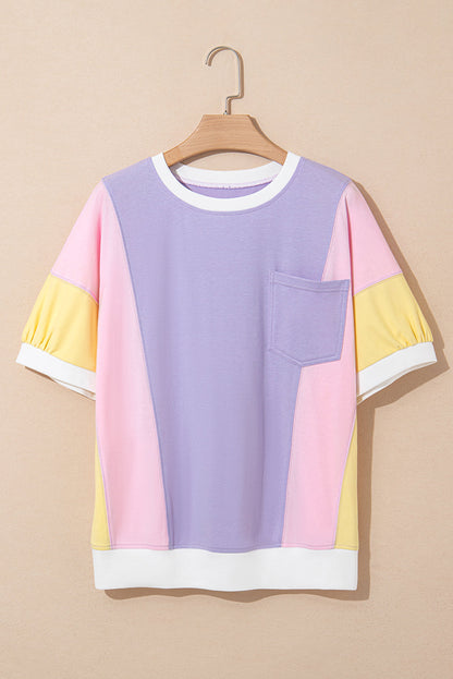 Zoe Patchwork Half Sleeve Oversized Top