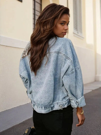 Leopard Print Denim Jacket - Stylish Women's Streetwear