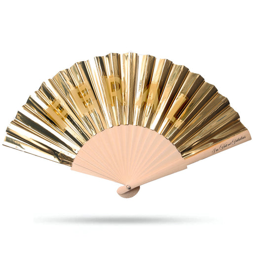 Gold Holographic Feral Hand Fan