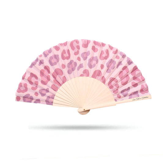 Pink Cheetah Print Hand Fan