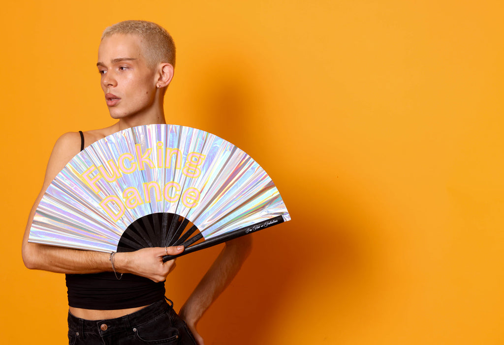 Holographic Disco Ball F*cking Dance XL Hand Fan
