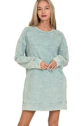 Zenana French Terry Acid Washed Dress with Pockets