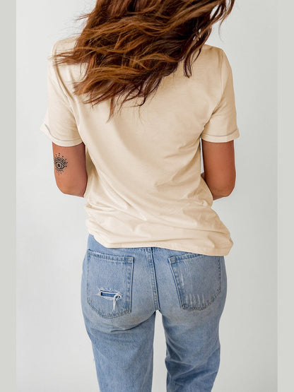 Women Letter Graphic Cuffed Tee Shirt