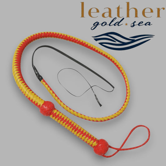 Handmade Kangaroo Bullwhips for Sale – Red & Yellow Leather