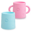PopYum Silicone Training Cup 2-Pack for Baby and Toddler, handles, BPA Free, self feeding training, tumbler (orchid pink and sky blue)