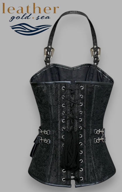 Andrews Black Corset with Strap and Faux Leather Pouch