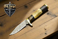 Handmade Damascus Steel Hunting Knife with Antler Horn Handle
