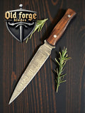 Handmade Case Damascus Hunting Knives with Wood Handle & Leather Sheath