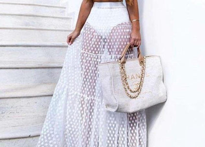 Mesh patchwork skirt
