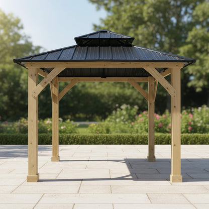 [10X10FT] Premium Outdoor Patio Hardtop Gazebo With Double Steel Roof (SAK01291)