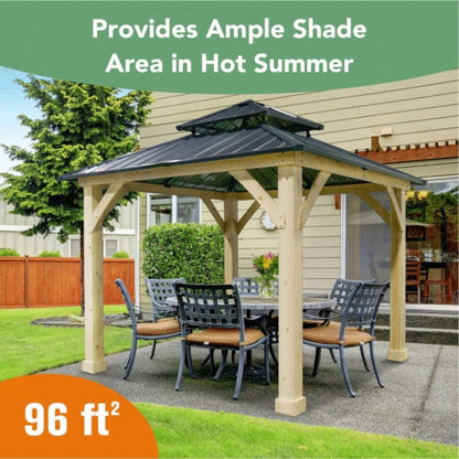 [10X10FT] Premium Outdoor Patio Hardtop Gazebo With Double Steel Roof (SAK01291)