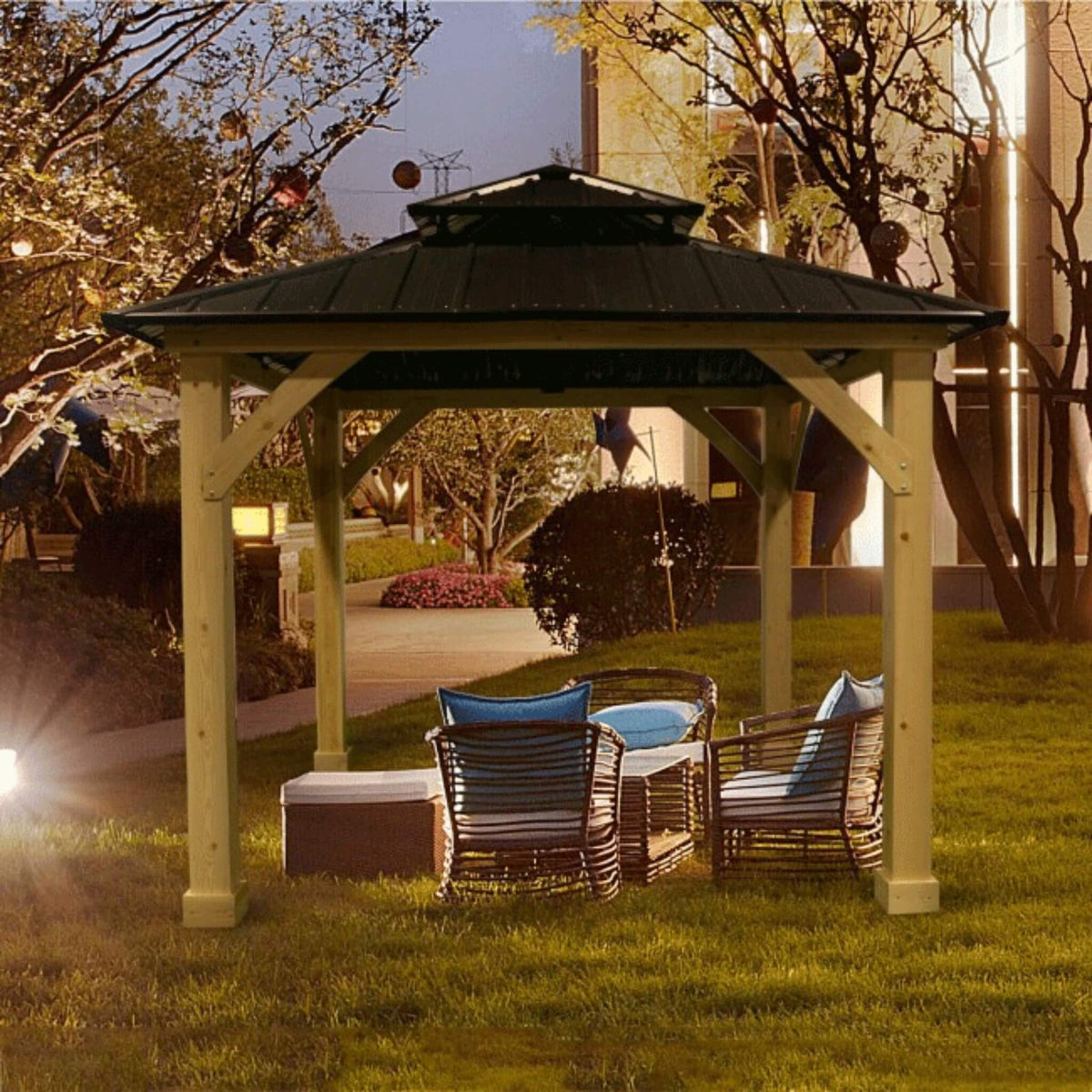 [10X10FT] Premium Outdoor Patio Hardtop Gazebo With Double Steel Roof (SAK01291)