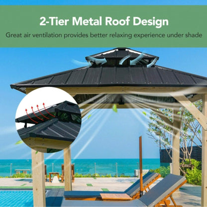 [10X10FT] Premium Outdoor Patio Hardtop Gazebo With Double Steel Roof (SAK01291)