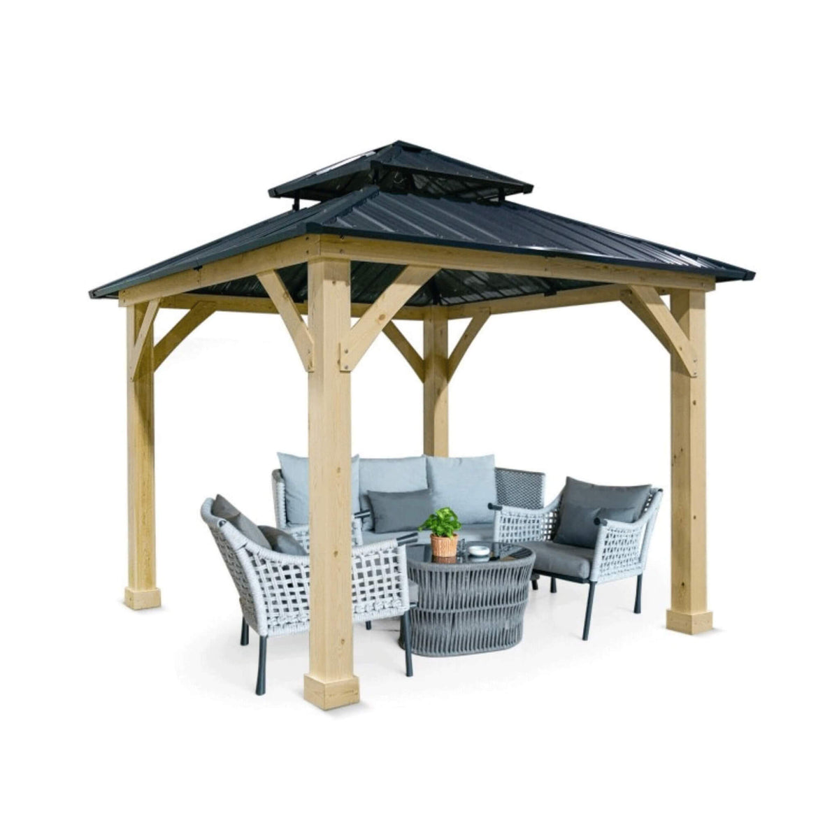 [10X10FT] Premium Outdoor Patio Hardtop Gazebo With Double Steel Roof (SAK01291)