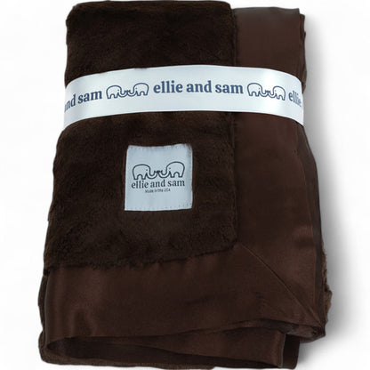 Luxury Baby Blanket with Satin Trim - Chocolate