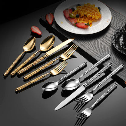 France Embossed Vintage Luxury Gilded Flatware Set | 3CARATS