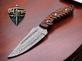 Handmade Damascus Hunting Knife with Hardwood Handle