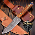 damascus steel knife 10” Gut Hook Hunting Blade