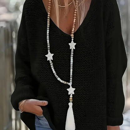 Cozy V-neck Long Sleeve Casual Sweater