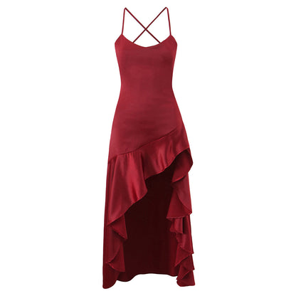 Women Clothing Fashionable Western Irregular Asymmetric Sexy Split Dress