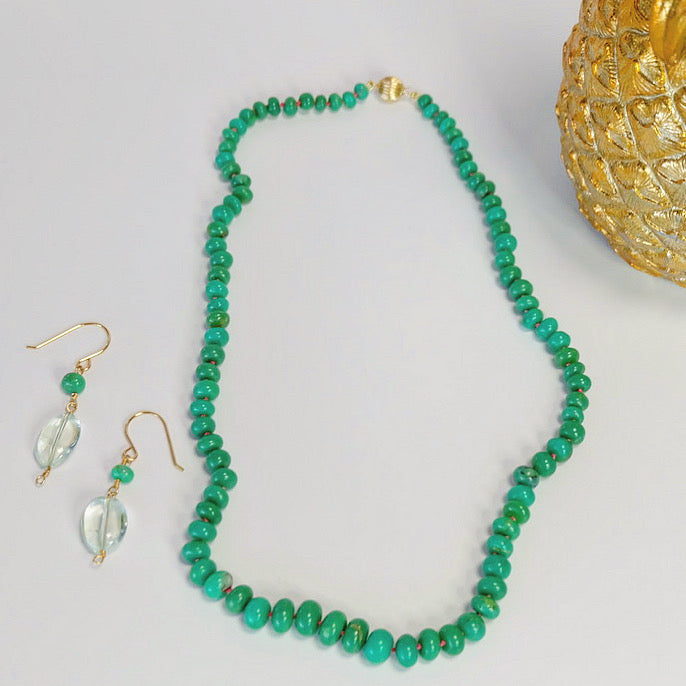 Chrysoprase Candy Necklace 14K Gold