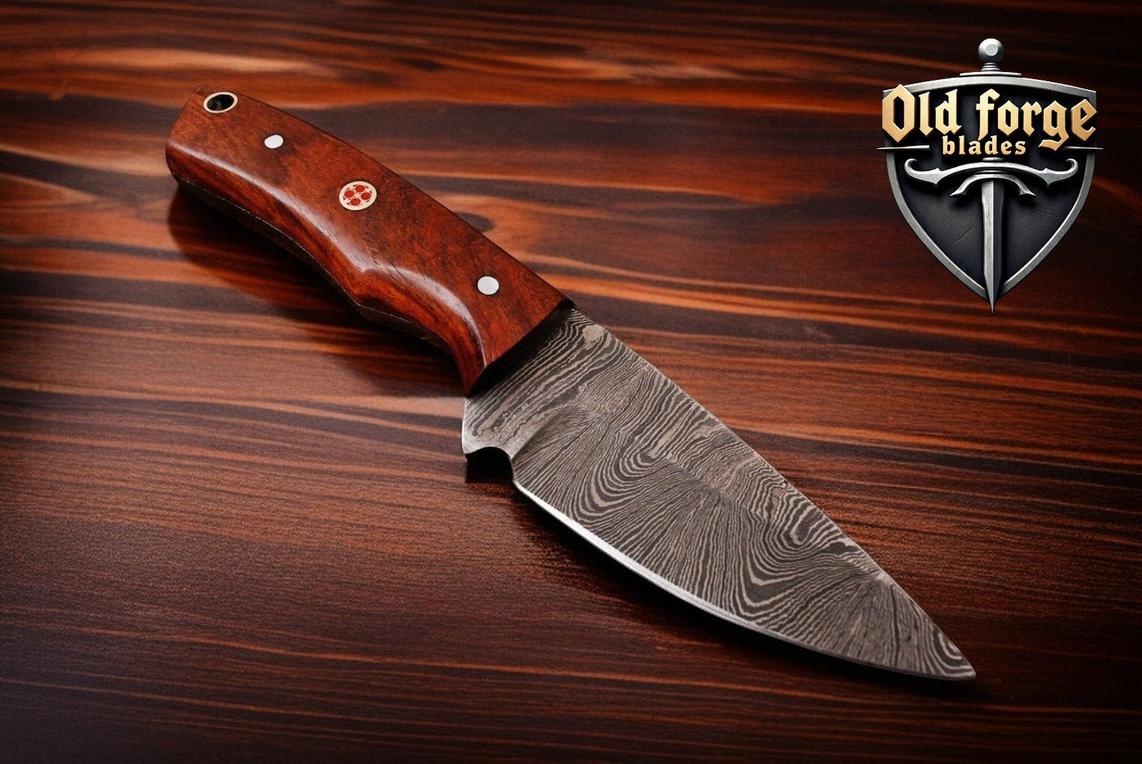 Machete Damascus Handmade Skinning Knife with Wood Handle