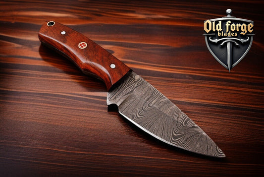 Machete Damascus Handmade Skinning Knife with Wood Handle