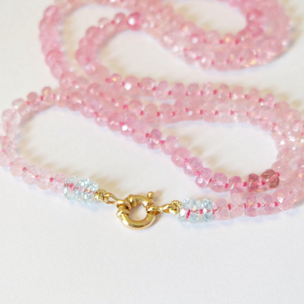 Pink Tourmaline Candy Necklace 14K Gold