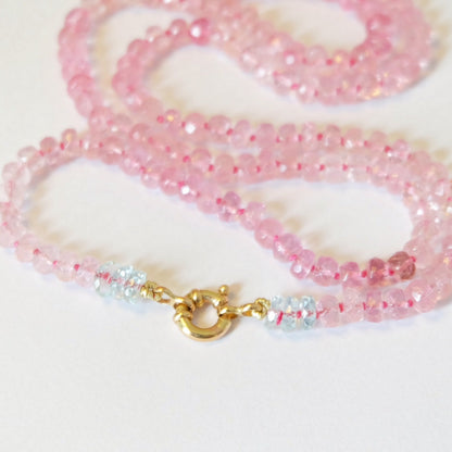 Pink Tourmaline Candy Necklace 14K Gold
