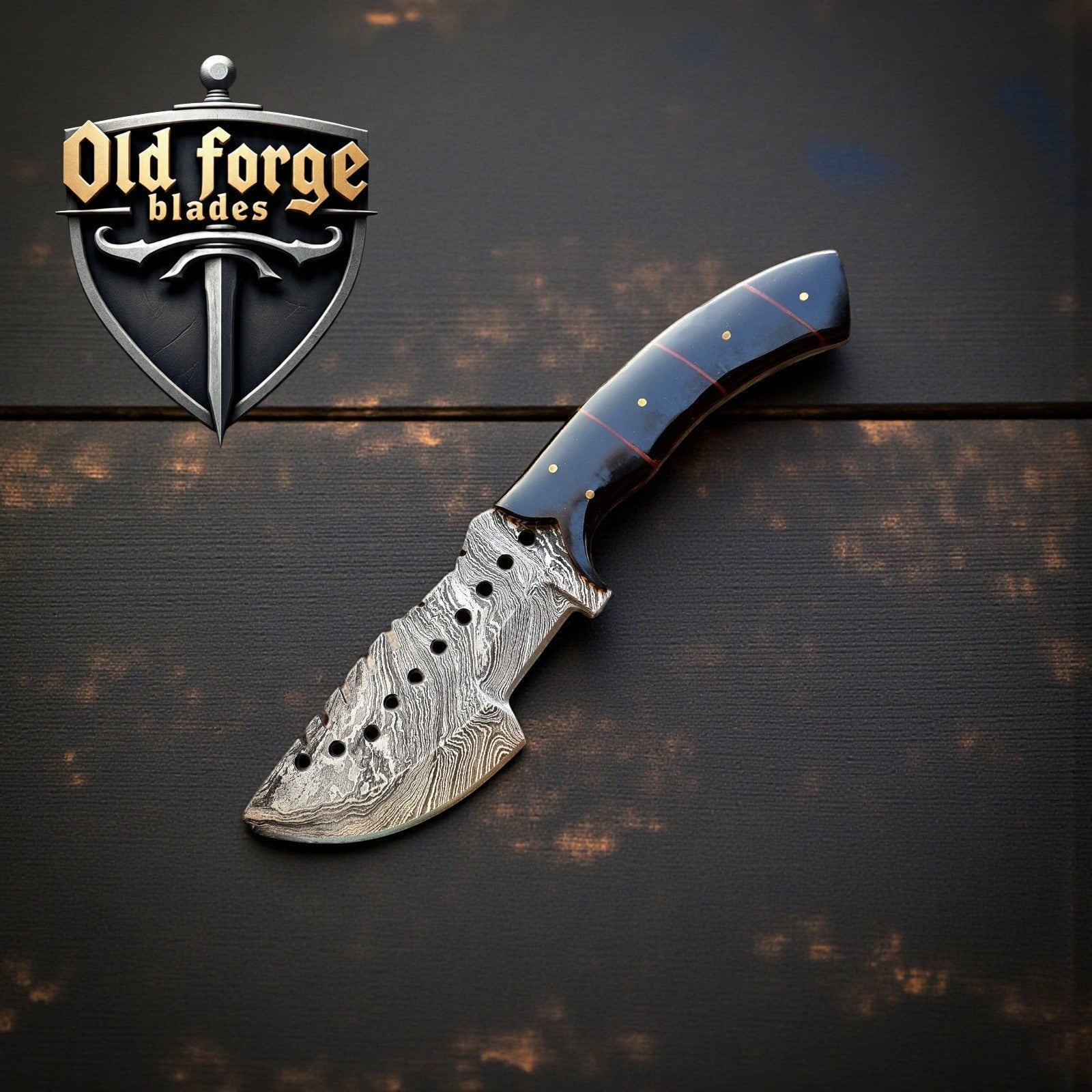 Custom Handmade Damascus Hunting Knife with Epoxy Resin Handle