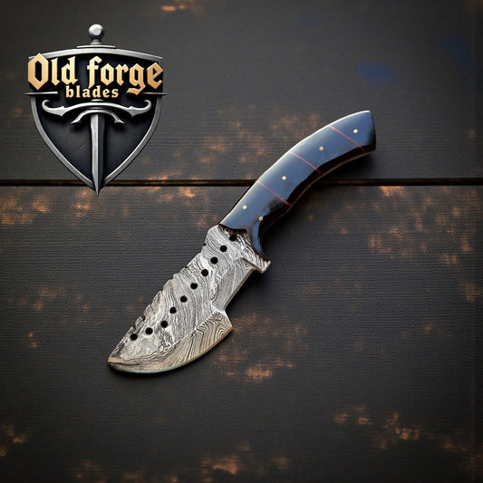 Custom Handmade Damascus Hunting Knife with Epoxy Resin Handle