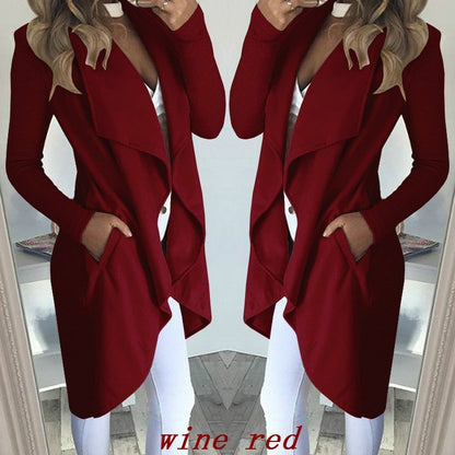 Slim long trench coat with solid lapel